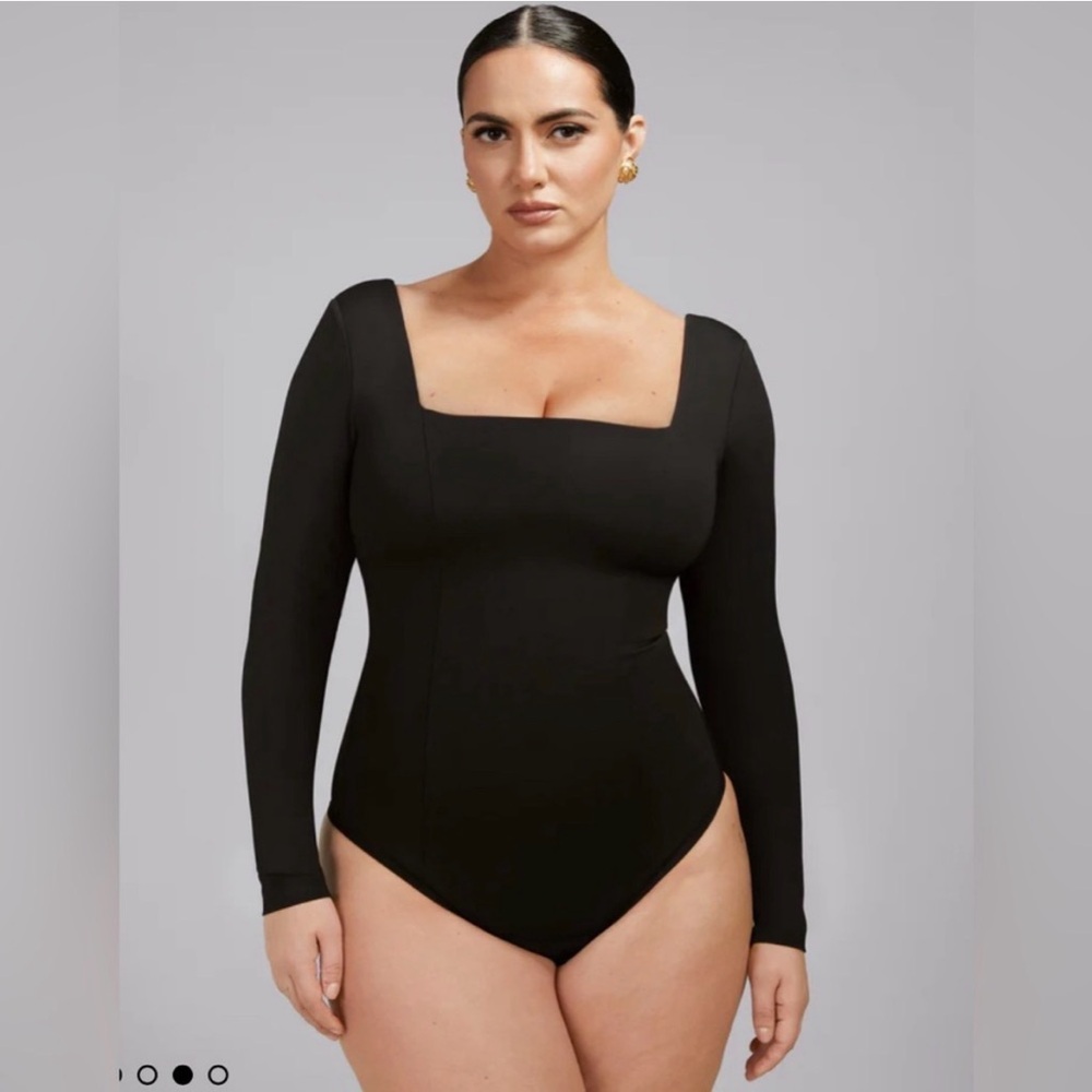 TA3 Squarey Long Sleeve Corset Back Thong Bodysuit Size XL